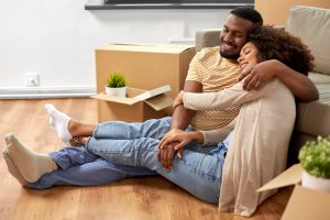 happy couple after they sold their home